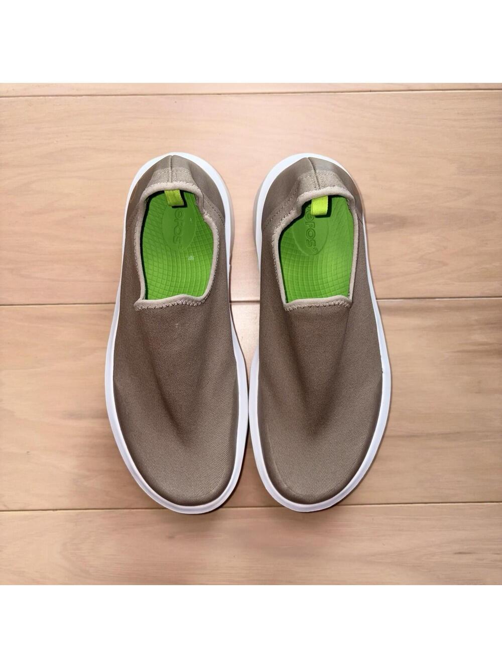 OOFOS OOmg EeZee Low Slip On Shoes Women’s 9.5 Taupe White Recovery - Picture 4 of 8